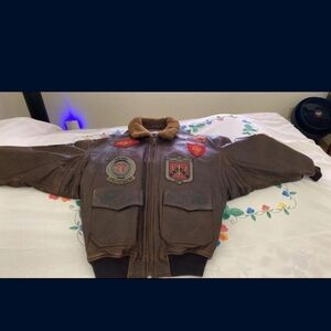 Men's Brown Bomber Jacket with Patches